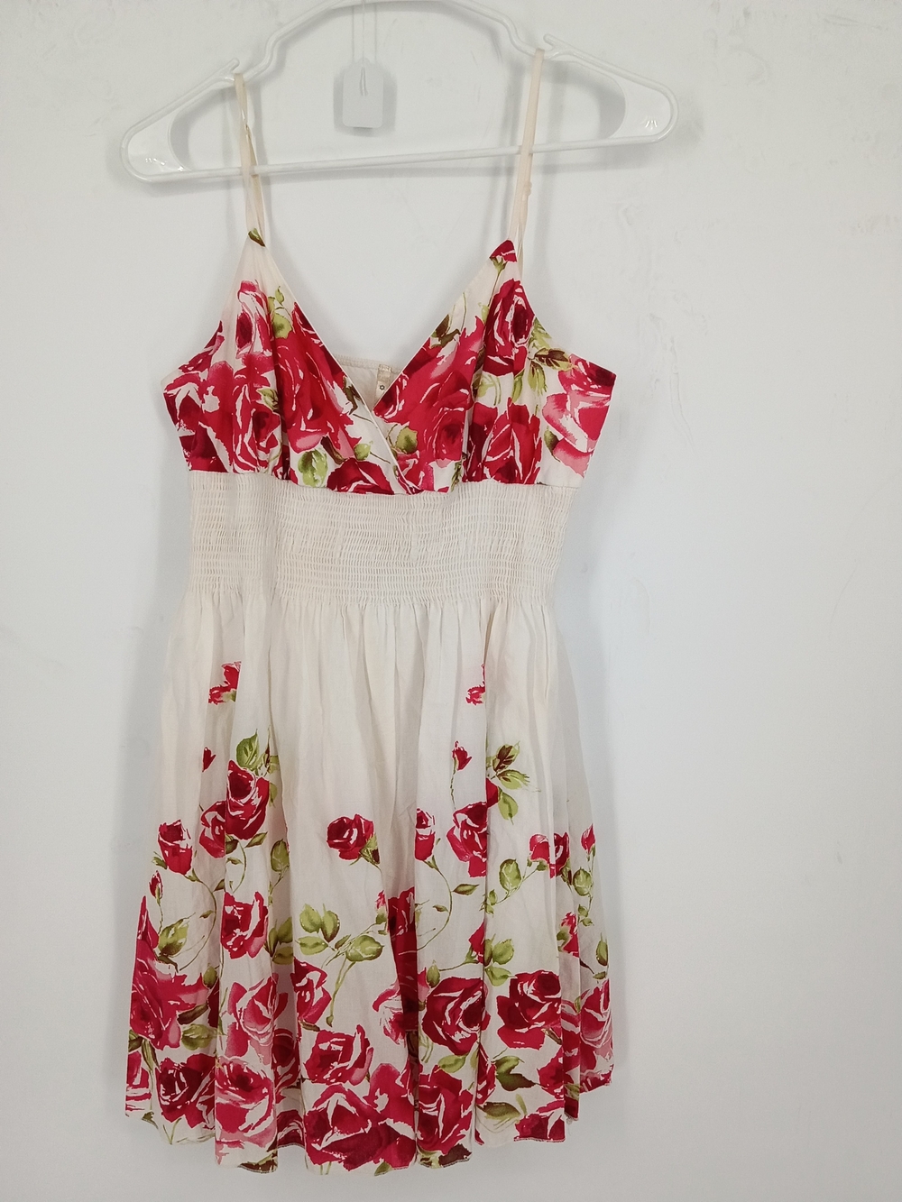 Papaya White Mini Dress with Red Rose Print